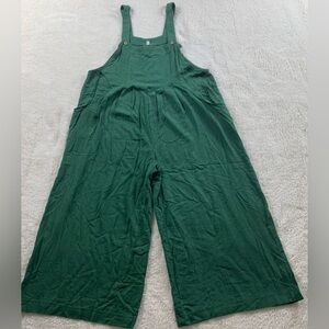 Women’s Green Wide Leg Jumpsuit Overalls Romper Sleeveless Loose Boho Casual L